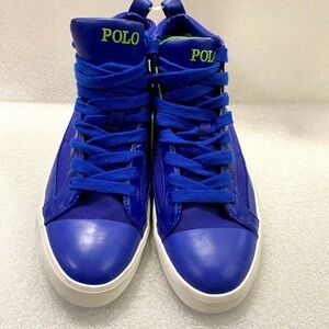Polo Ralph Lauren Clarke Shoes Blue Canvas Denim High Top Sneakers Mens 8 S